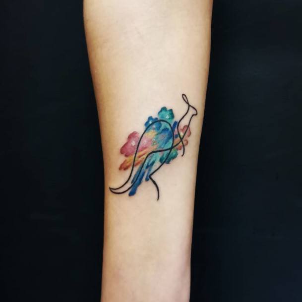 Colorful Womens Kangaroo Tattoo Design Ideas