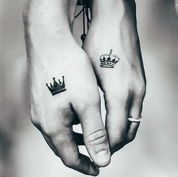 Colorful Womens King And Queen Tattoo Design Ideas Black Ink