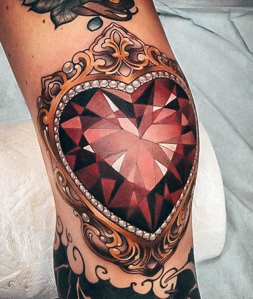 Colorful Womens Knee Tattoo Design Ideas