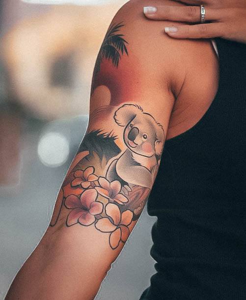 Colorful Womens Koala Tattoo Design Ideas