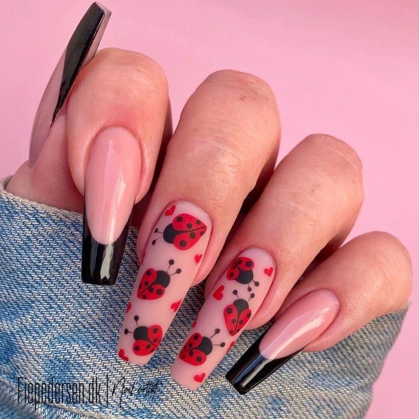 Colorful Womens Ladybug Nail Design Ideas