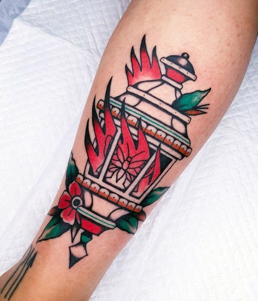 Colorful Womens Lantern Tattoo Design Ideas