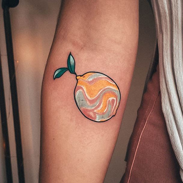 Colorful Womens Lemon Tattoo Design Ideas