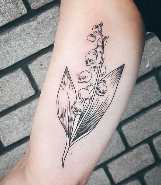 Colorful Womens Lily Of The Valley Tattoo Design Ideas