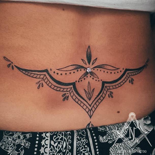 Colorful Womens Lower Back Tattoo Design Ideas