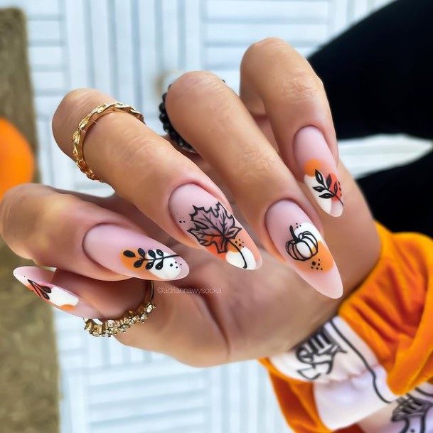 Colorful Womens Matte Fall Nail Design Ideas