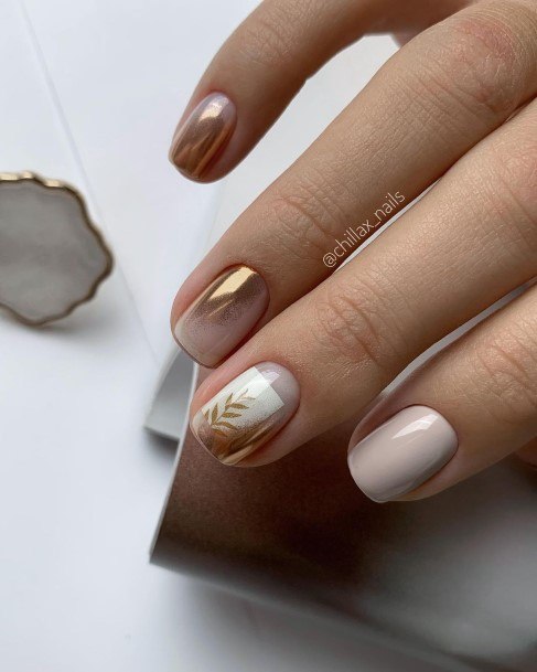 Colorful Womens Metallic Gold Nail Design Ideas