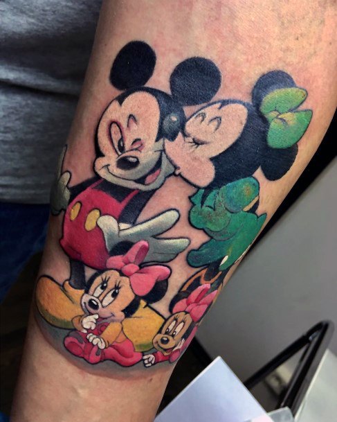 Colorful Womens Mickey Mouse Tattoo Design Ideas