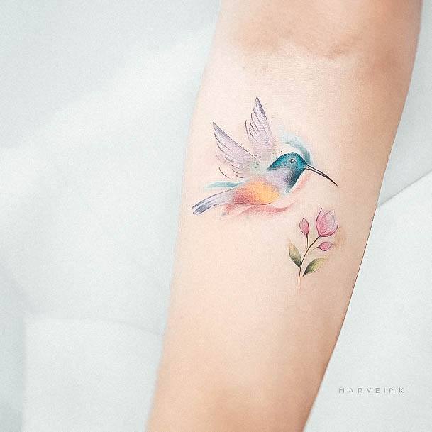 Colorful Womens Minature Tattoo Design Ideas