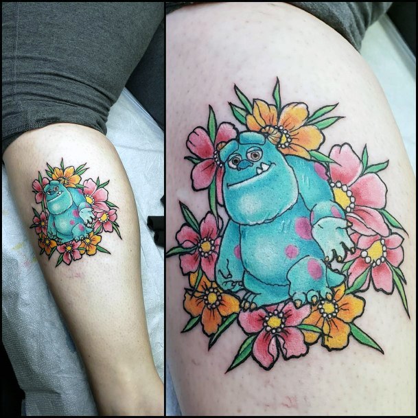 Colorful Womens Monsters Inc Tattoo Design Ideas