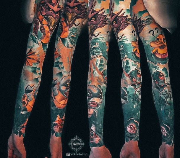 Colorful Womens New School Tattoo Design Ideas