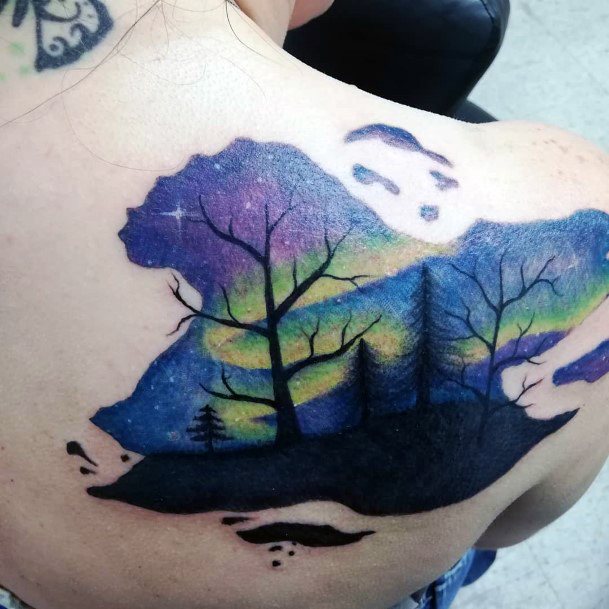 Colorful Womens Northern Lights Tattoo Design Ideas