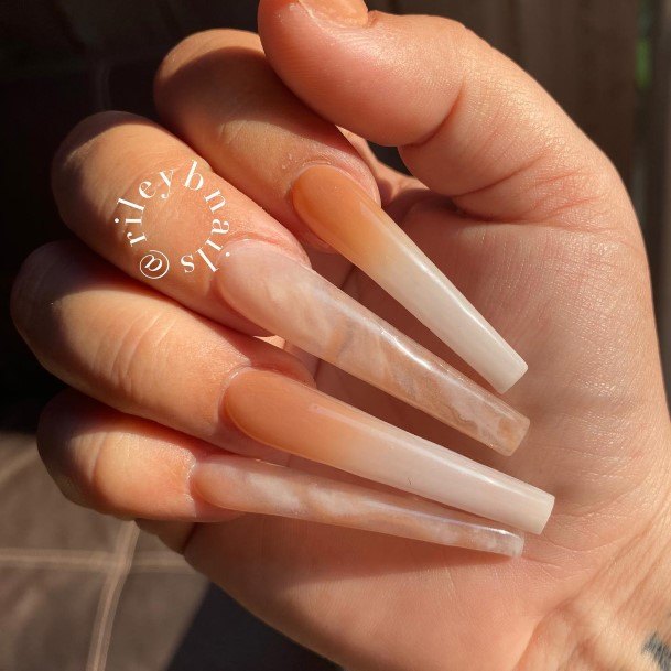 Colorful Womens Nude Marble Nail Design Ideas