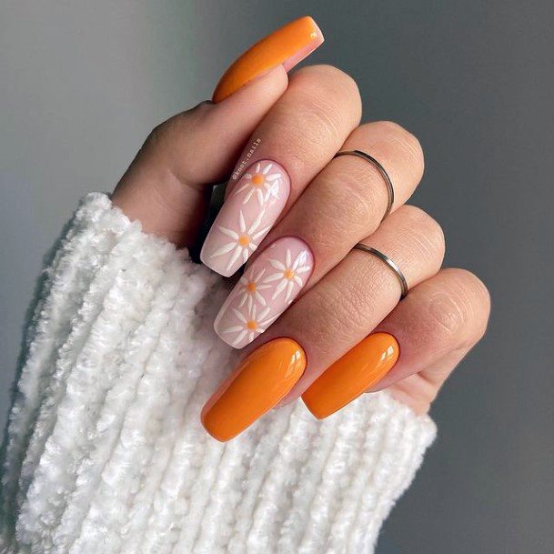 Colorful Womens Orange Nail Design Ideas