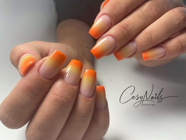 Colorful Womens Orange Ombre Nail Design Ideas