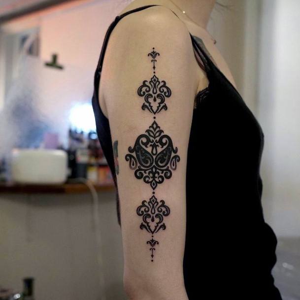 Colorful Womens Ornamental Tattoo Design Ideas