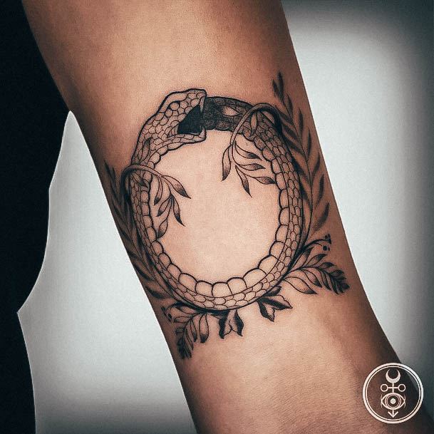 Colorful Womens Ouroboros Tattoo Design Ideas