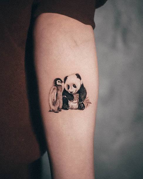 Colorful Womens Panda Tattoo Design Ideas