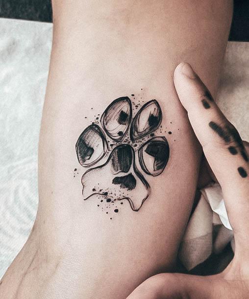 Colorful Womens Paw Print Tattoo Design Ideas Ankle