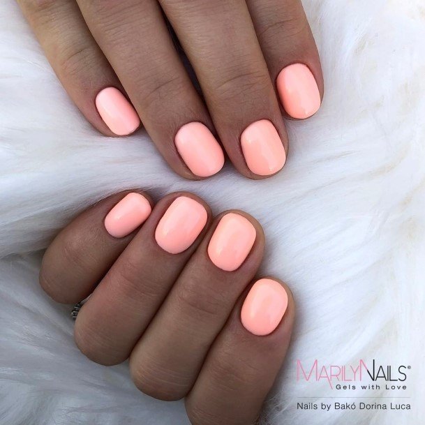 Colorful Womens Peach And Pink Nail Design Ideas