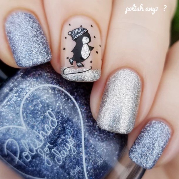 Colorful Womens Penguin Nail Design Ideas