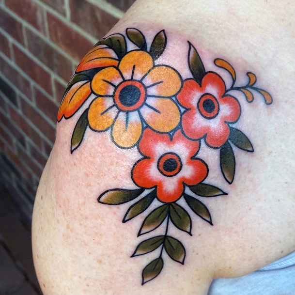 Colorful Womens Pin Wheel Tattoo Design Ideas