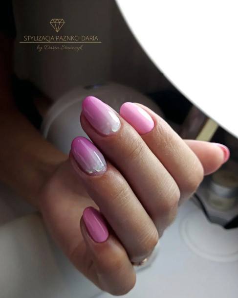 Colorful Womens Pink Ombre With Glitter Nail Design Ideas