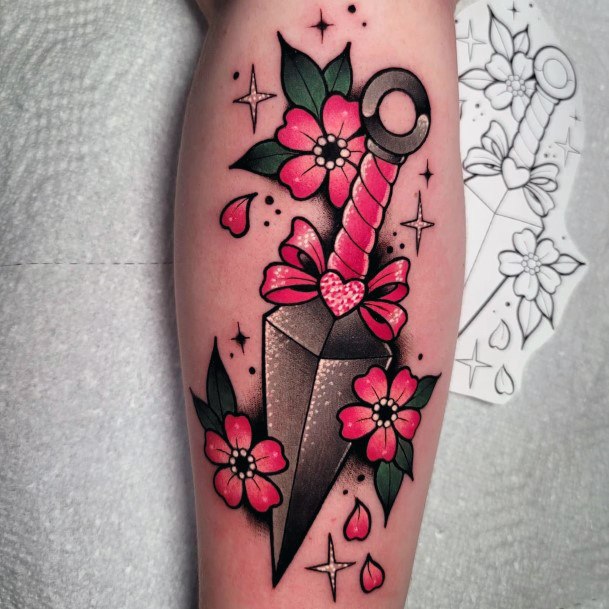 Colorful Womens Pink Tattoo Design Ideas