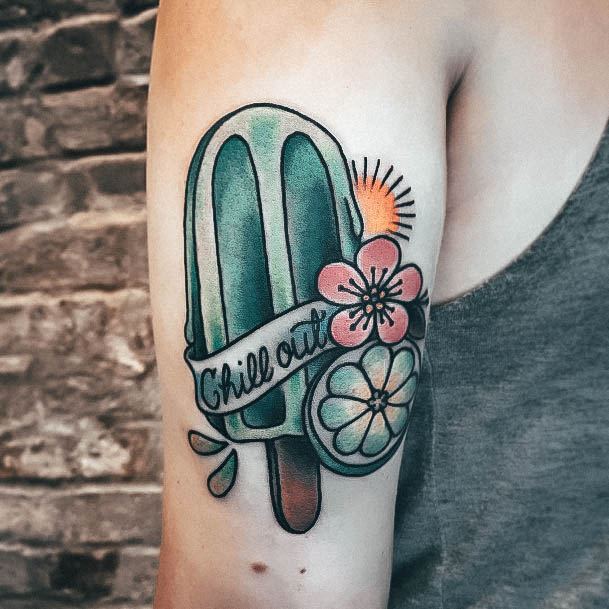 Colorful Womens Popsicle Tattoo Design Ideas