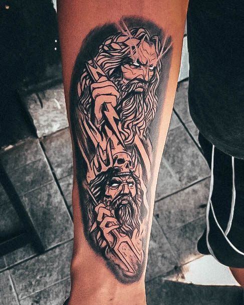 Colorful Womens Poseidon Tattoo Design Ideas