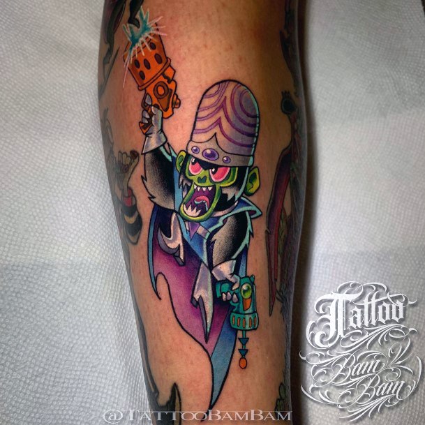 Colorful Womens Powerpuff Girls Mojo Jojo Tattoo Design Ideas