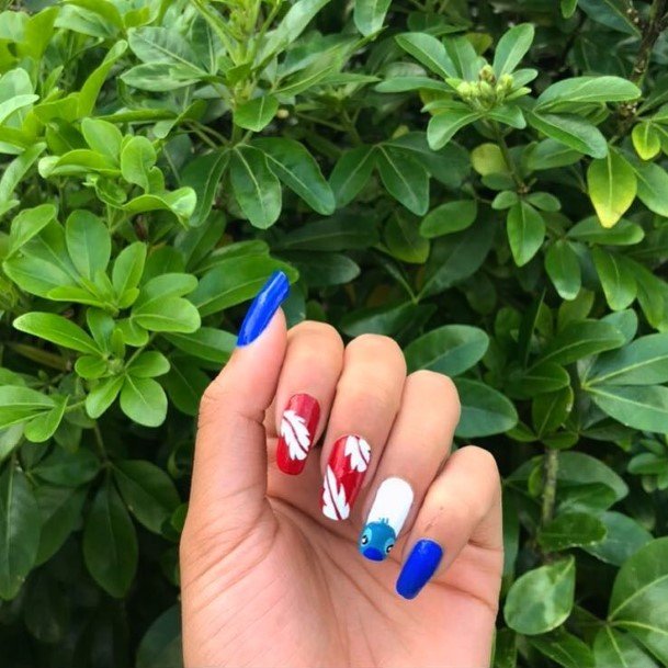 Colorful Womens Red And Blue Nail Design Ideas