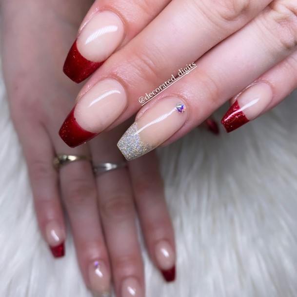 Colorful Womens Red And Silver Nail Design Ideas