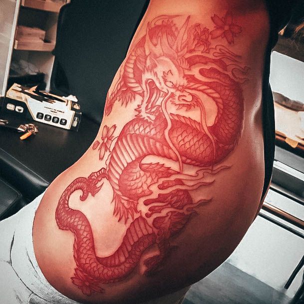 Colorful Womens Red Dragon Tattoo Design Ideas