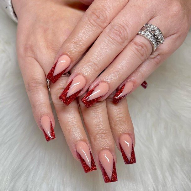 Colorful Womens Red French Tip Nail Design Ideas