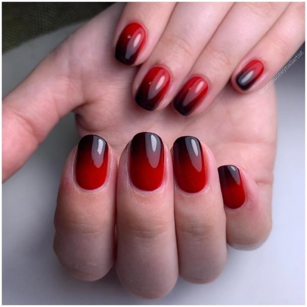 Colorful Womens Red Ombre Nail Design Ideas