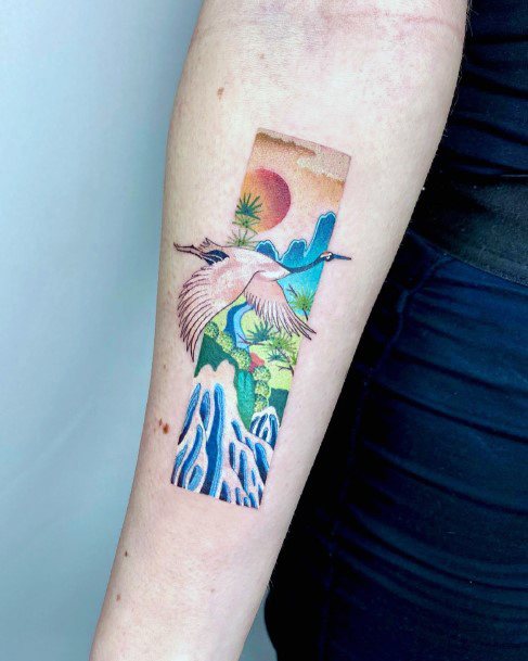 Colorful Womens River Tattoo Design Ideas