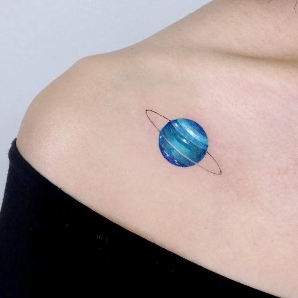 Colorful Womens Saturn Tattoo Design Ideas