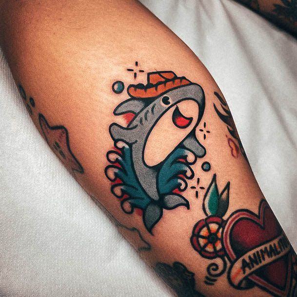 Colorful Womens Shark Tattoo Design Ideas