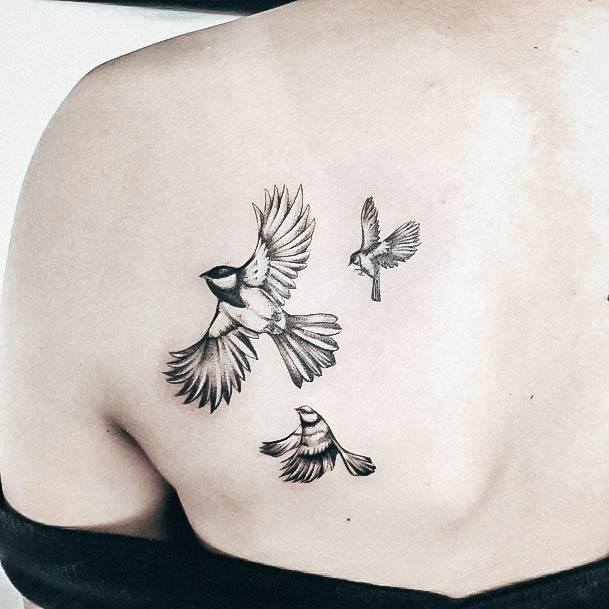 Colorful Womens Small Sparrow Tattoo Design Ideas