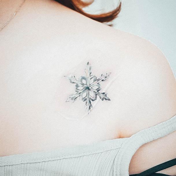 Colorful Womens Snowflake Tattoo Design Ideas