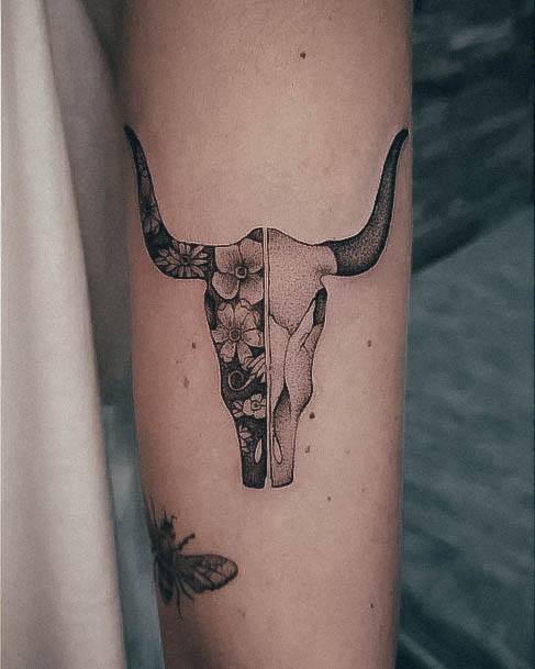 Colorful Womens Taurus Tattoo Design Ideas