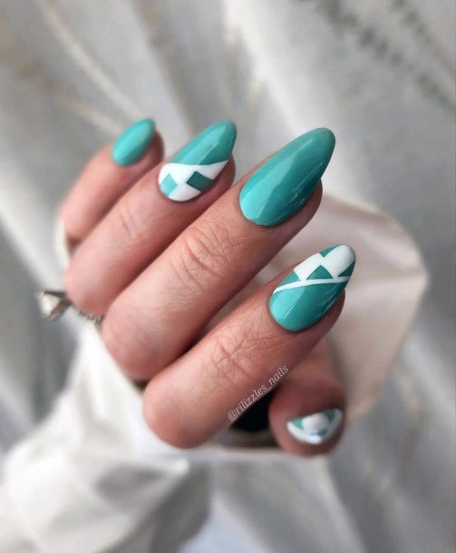 Colorful Womens Teal Turquoise Dress Nail Design Ideas