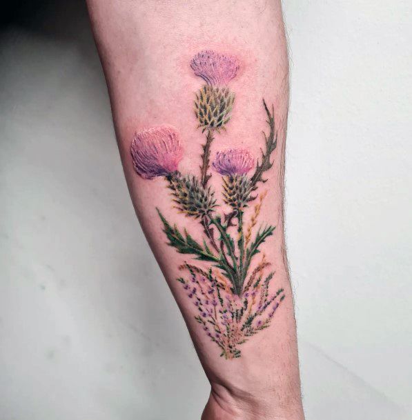 Colorful Womens Thistle Tattoo Design Ideas