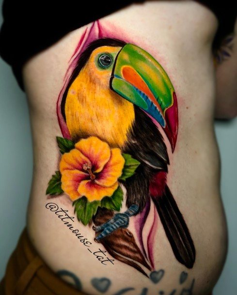 Colorful Womens Toucan Tattoo Design Ideas