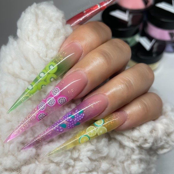 Colorful Womens Translucent Nail Design Ideas