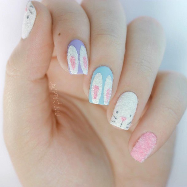 Colorful Womens Velvet Nail Design Ideas