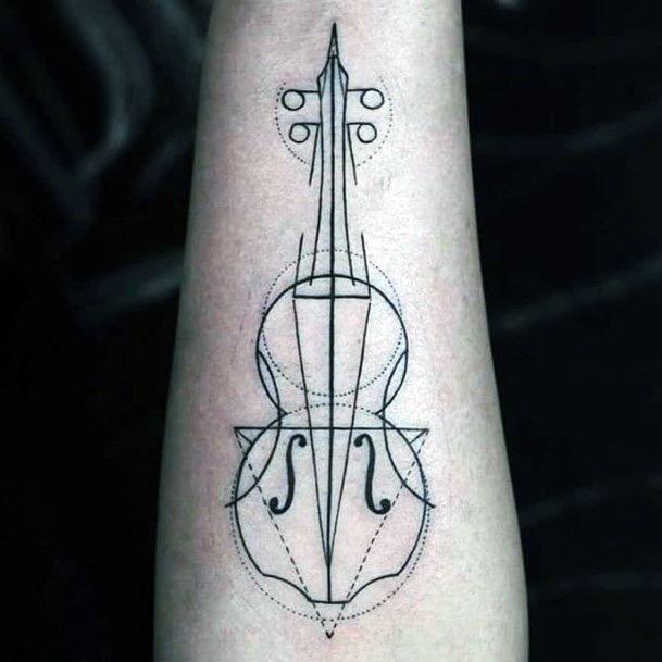 Colorful Womens Violin Tattoo Design Ideas