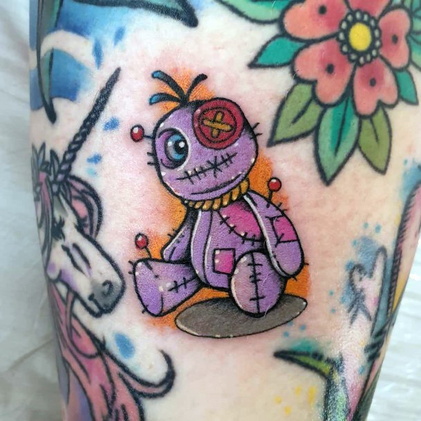 Colorful Womens Voodoo Doll Tattoo Design Ideas
