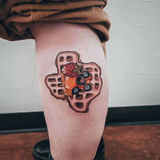 Colorful Womens Waffle Tattoo Design Ideas